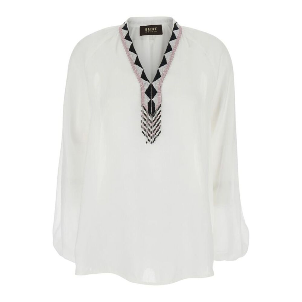 Bazar Deluxe Women White Shirt With V-Neck In Cotton Women